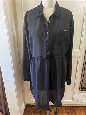 Sheer Little Black Dress with Crochet Trim